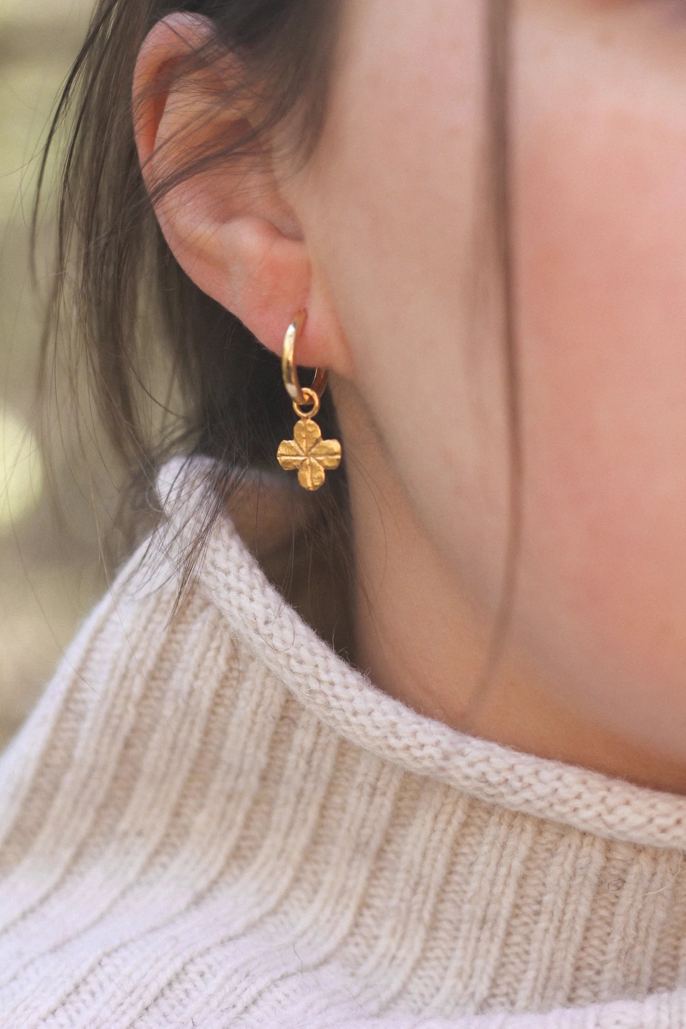 Kløver ørering med anheng