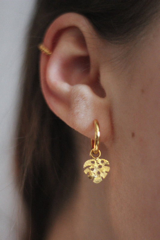 Monstera ørering med anheng